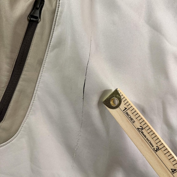 Nike Jacket Mens XL Beige White Fleece Lined Full Zip Zip Pockets Swoosh Outdoor - Picture 5 of 14